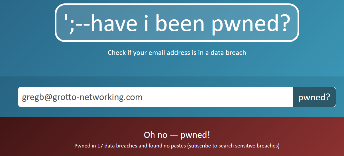 Have I been pwned result