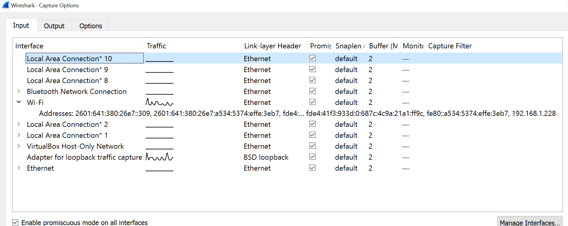 Wireshark Interface Screenshot