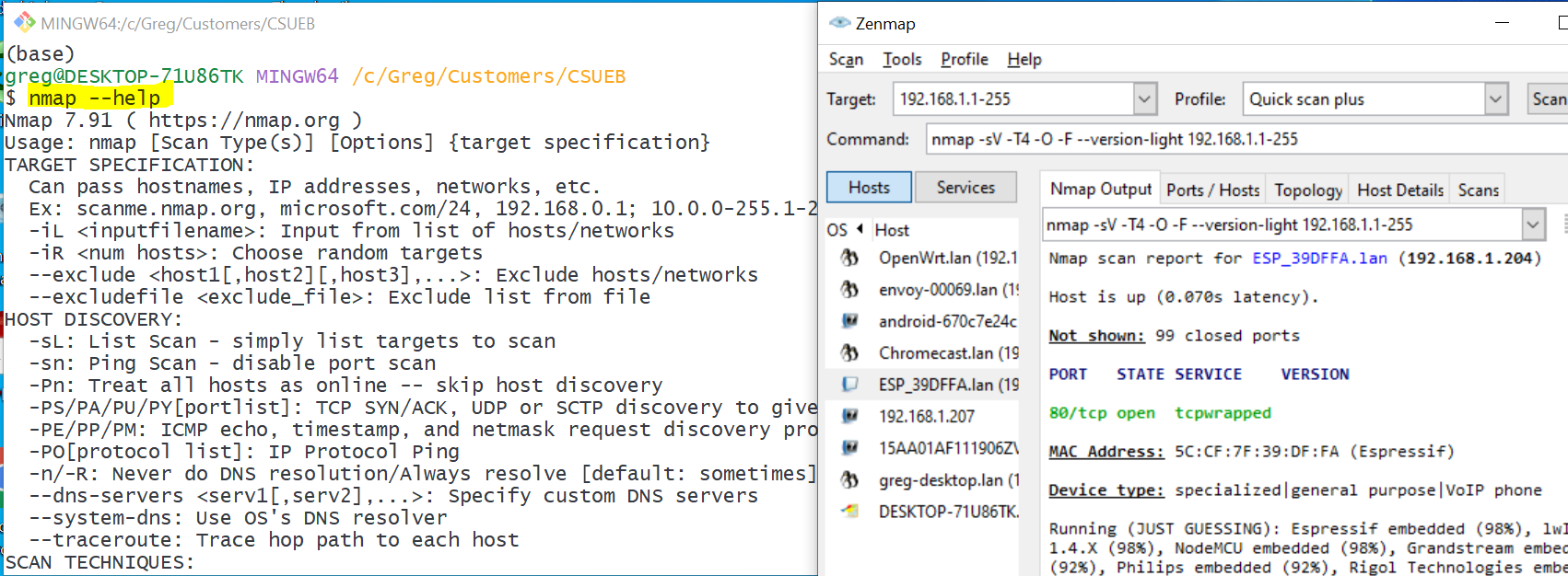 NMap running on my machine