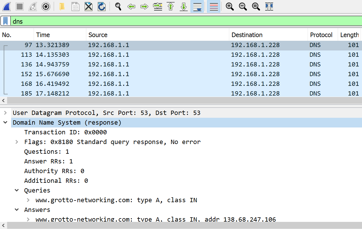 Reflected DNS responses