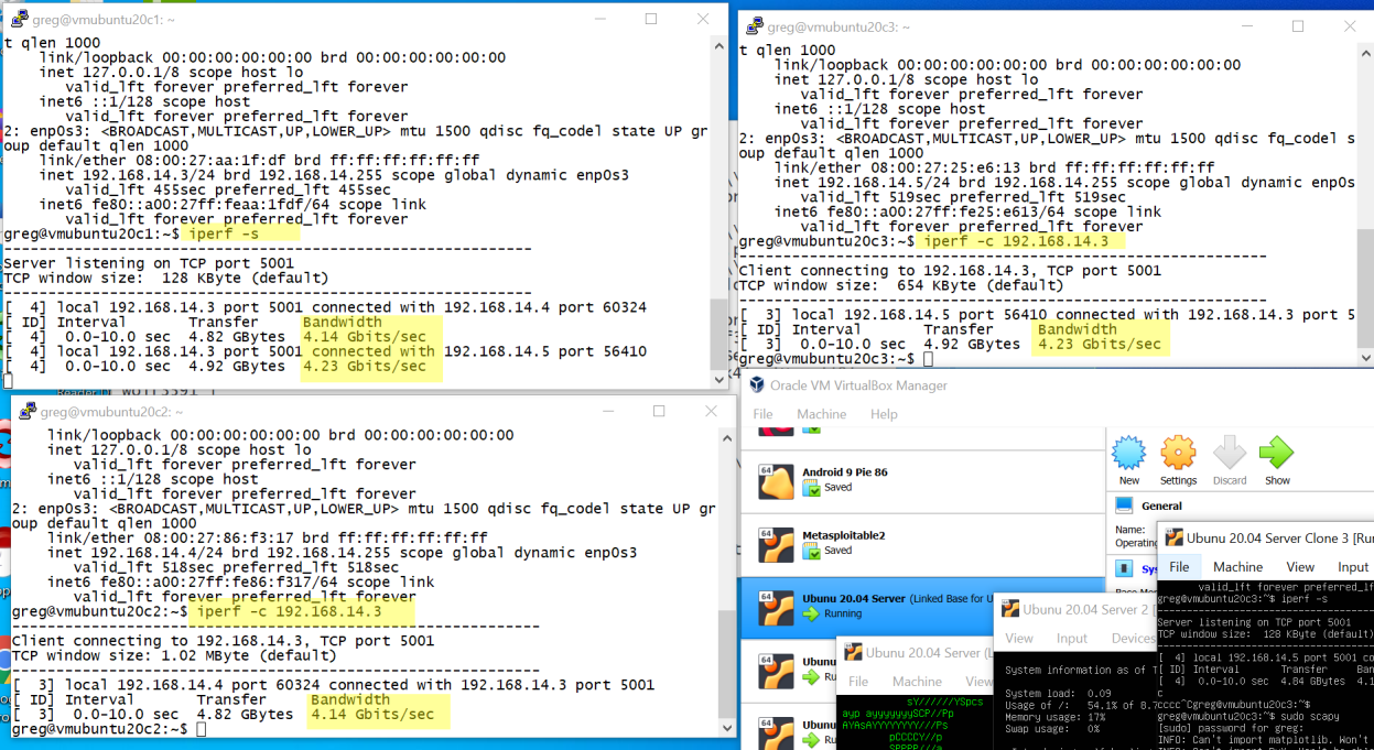 Bandwidth between VMs