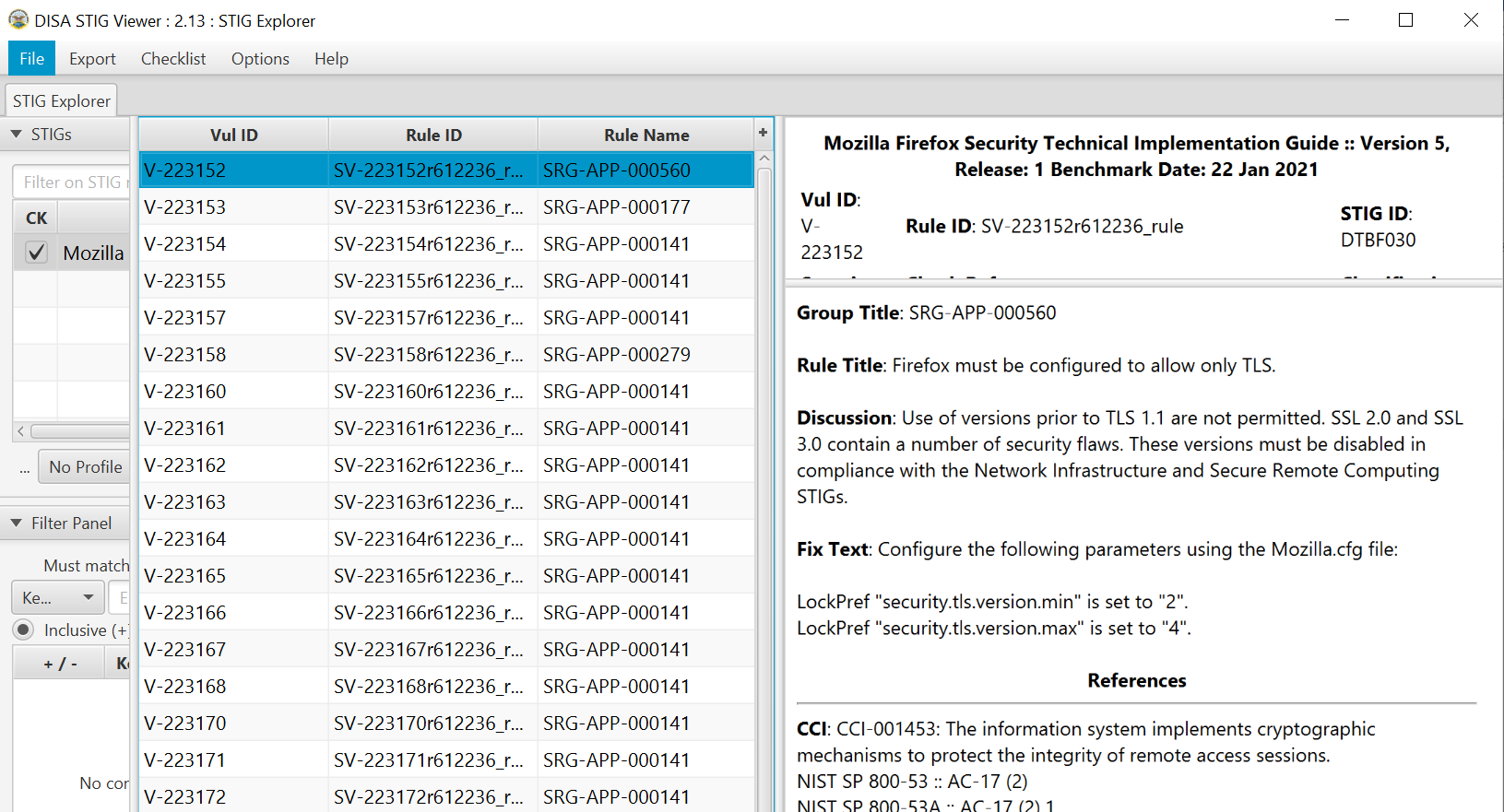 Firefox STIG rules