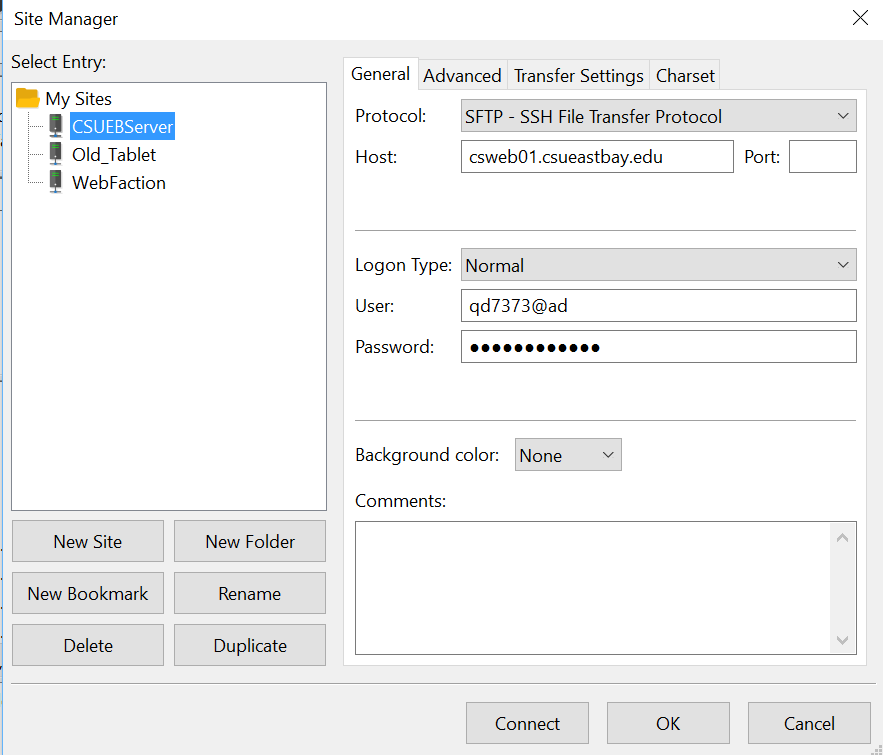 Filezilla configuration