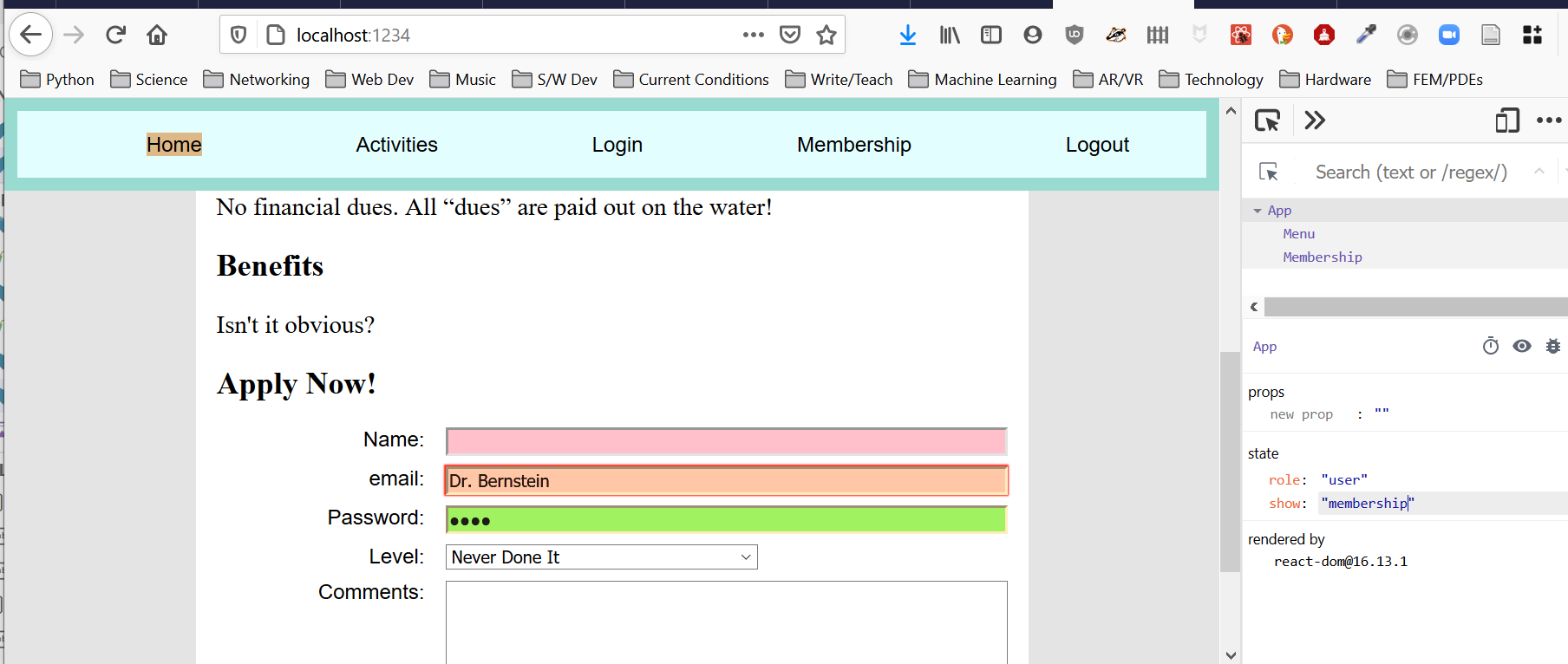 App component with state