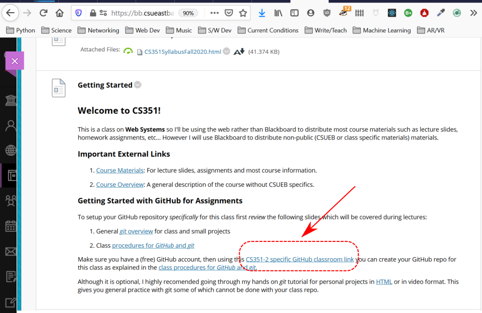 Blackboard GitHub Repo Creation Link