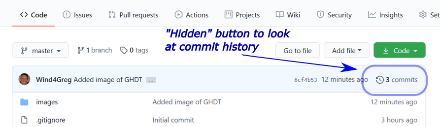 The “commits” button