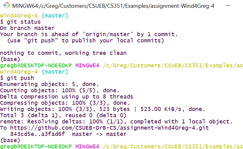 Check status and Push